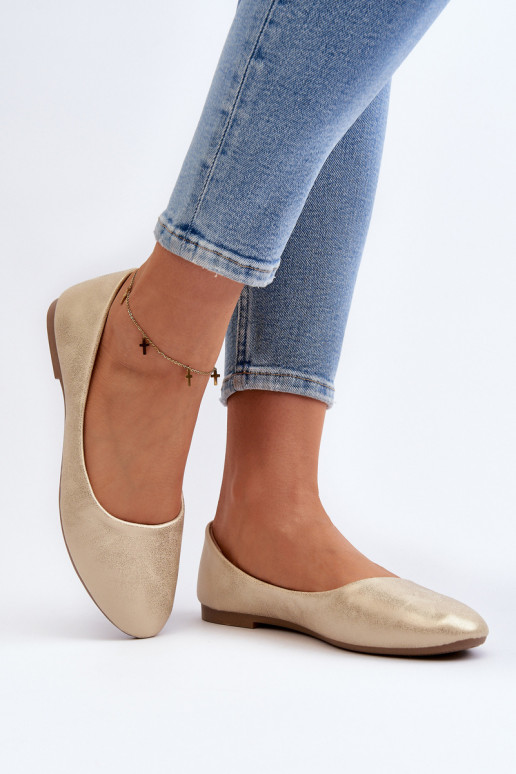 Leer Het klassieke model Ballerinas gouden kleur Stacee Leer Het klassieke model Ballerinas gouden kleur Stacee