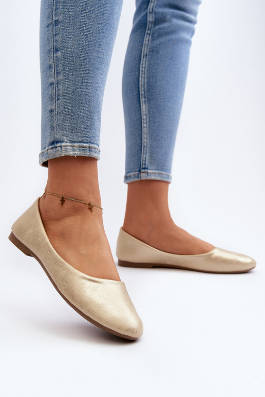 Leer Het klassieke model Ballerinas gouden kleur Stacee Leer Het klassieke model Ballerinas gouden kleur Stacee