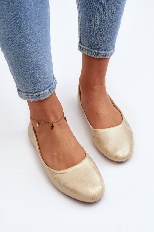 Leer Het klassieke model Ballerinas gouden kleur Stacee Leer Het klassieke model Ballerinas gouden kleur Stacee