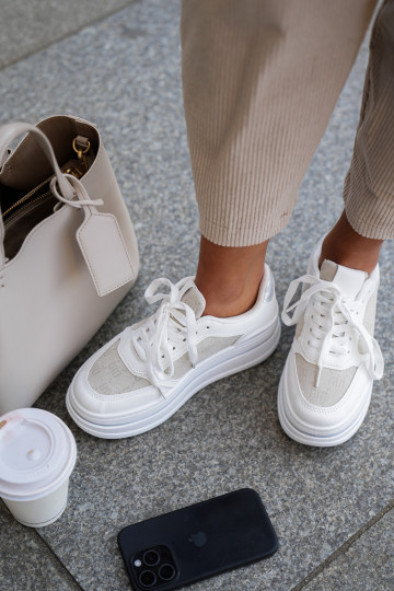 Baskets pour femmes avec motifs couleur blanche Fenarra