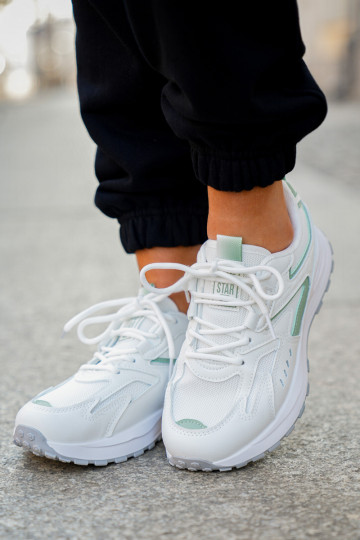 Sportschoenen Dames Big Star NN274A095 HI-POLY SYSTEM wit-groen 2