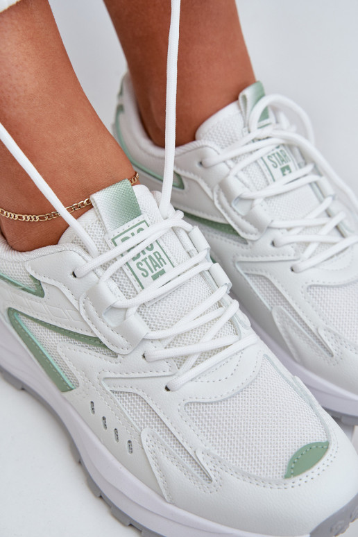 Sportschoenen Dames Big Star NN274A095 HI-POLY SYSTEM wit-groen Sportschoenen Dames Big Star NN274A095 HI-POLY SYSTEM wit-groen