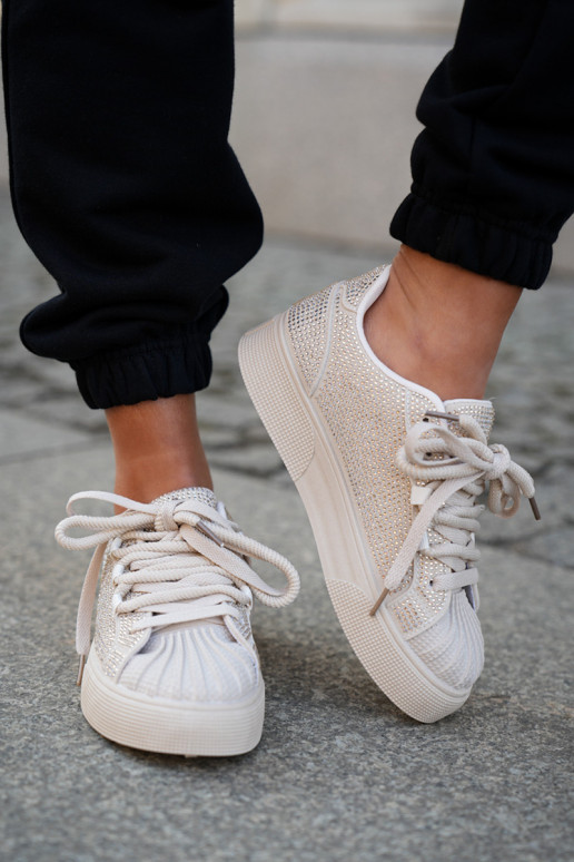 Sneaker-Modell Schuhe für Damen mit Dekoration und Plateau in Sandfarbe Eanneth Sneaker-Modell Schuhe für Damen mit Dekoration und Plateau in Sandfarbe Eanneth