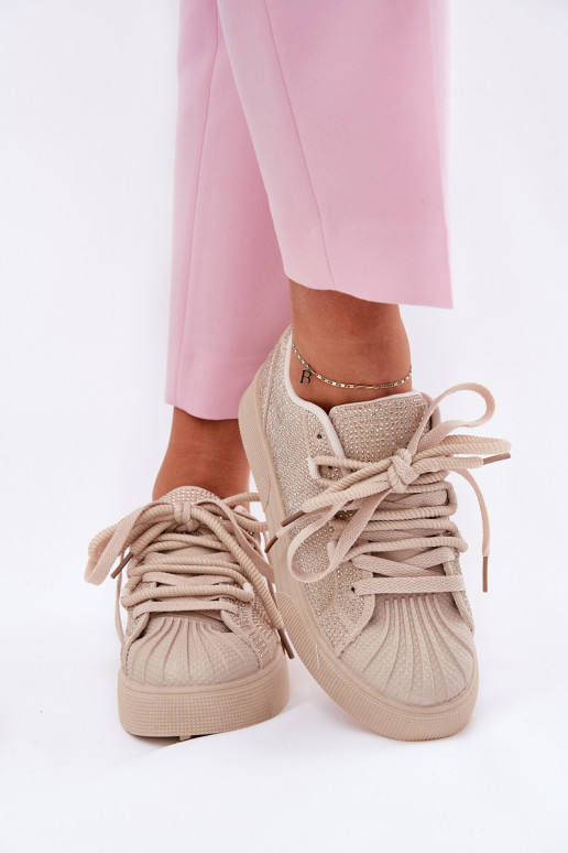 Sneaker-Modell Schuhe für Damen mit Dekoration und Plateau in Sandfarbe Eanneth Sneaker-Modell Schuhe für Damen mit Dekoration und Plateau in Sandfarbe Eanneth