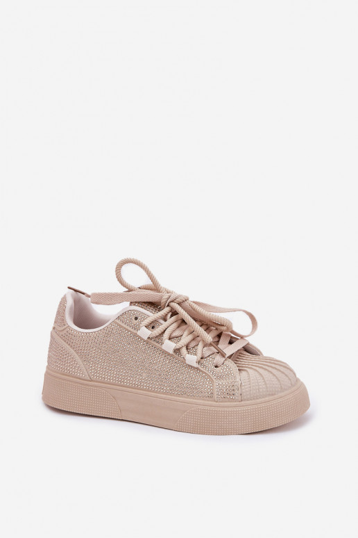 Sneaker-Modell Schuhe für Damen mit Dekoration und Plateau in Sandfarbe Eanneth Sneaker-Modell Schuhe für Damen mit Dekoration und Plateau in Sandfarbe Eanneth