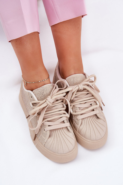 Sneaker-Modell Schuhe für Damen mit Dekoration und Plateau in Sandfarbe Eanneth Sneaker-Modell Schuhe für Damen mit Dekoration und Plateau in Sandfarbe Eanneth