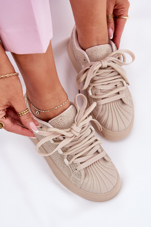 Sneaker-Modell Schuhe für Damen mit Dekoration und Plateau in Sandfarbe Eanneth Sneaker-Modell Schuhe für Damen mit Dekoration und Plateau in Sandfarbe Eanneth
