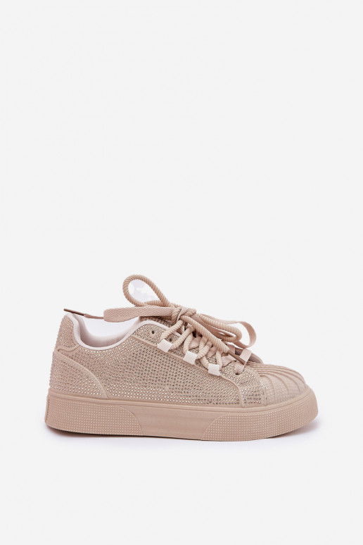 Sneaker-Modell Schuhe für Damen mit Dekoration und Plateau in Sandfarbe Eanneth Sneaker-Modell Schuhe für Damen mit Dekoration und Plateau in Sandfarbe Eanneth