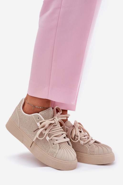 Sneaker-Modell Schuhe für Damen mit Dekoration und Plateau in Sandfarbe Eanneth Sneaker-Modell Schuhe für Damen mit Dekoration und Plateau in Sandfarbe Eanneth